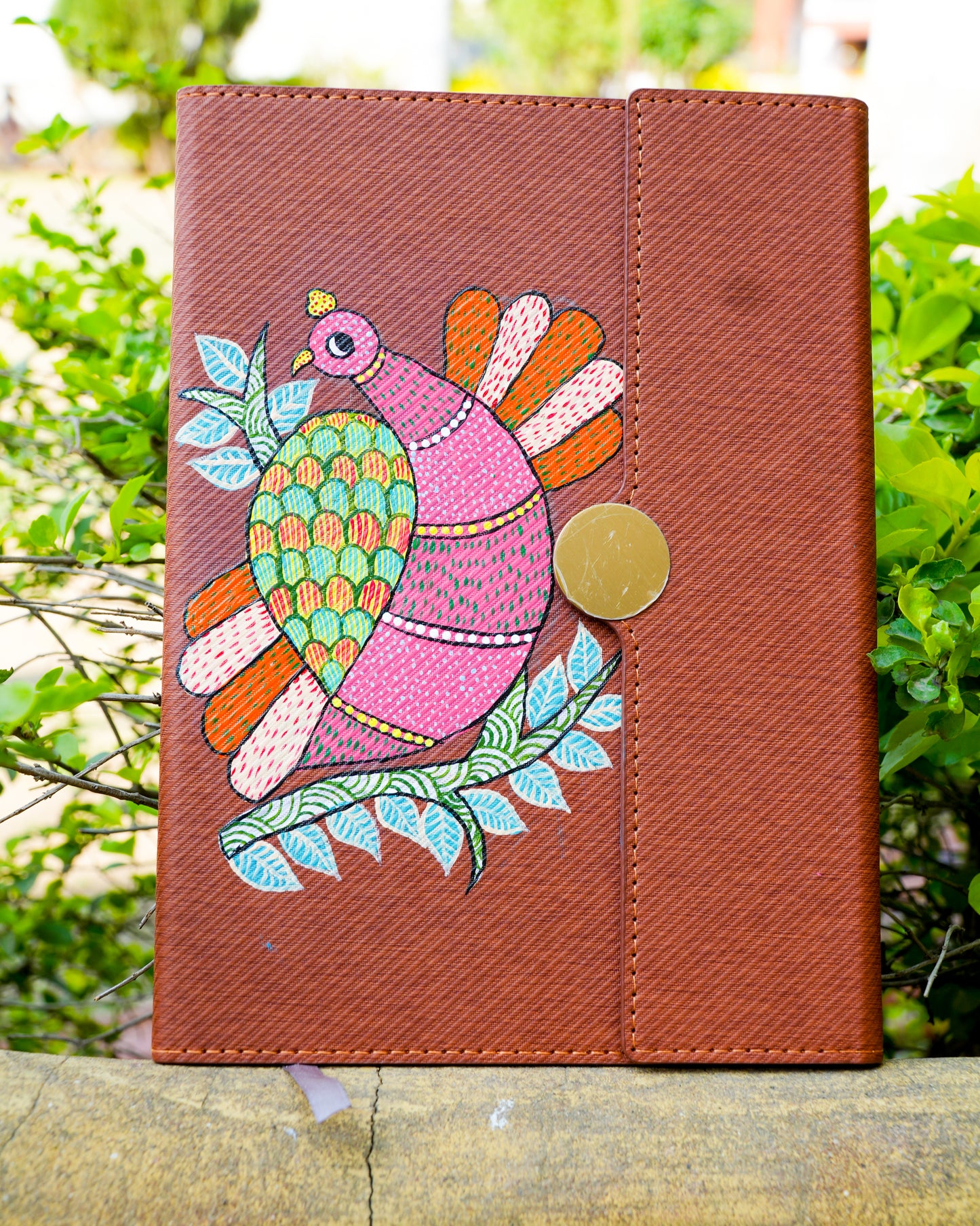 Hand-Painted Artisan Diary – Textured Botanical Hardcover Notebook