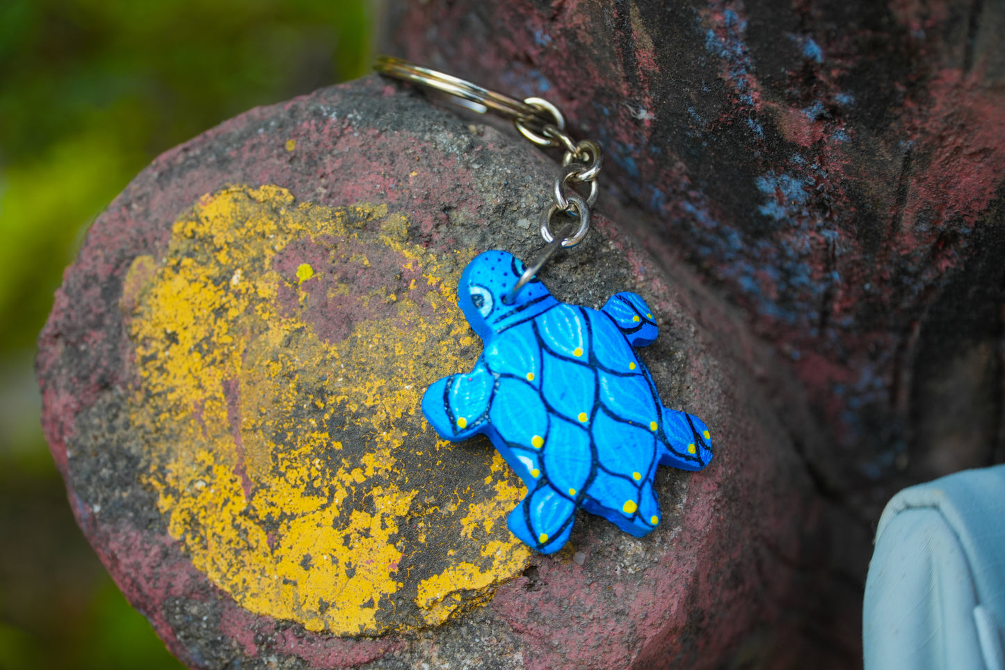 Hand-Painted Turtle Keychain – Artisan 3D Textured Tortoise Key Fob