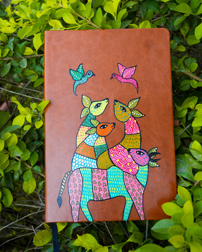 Hand-Painted Artisan Diary – Textured Botanical Hardcover Notebook