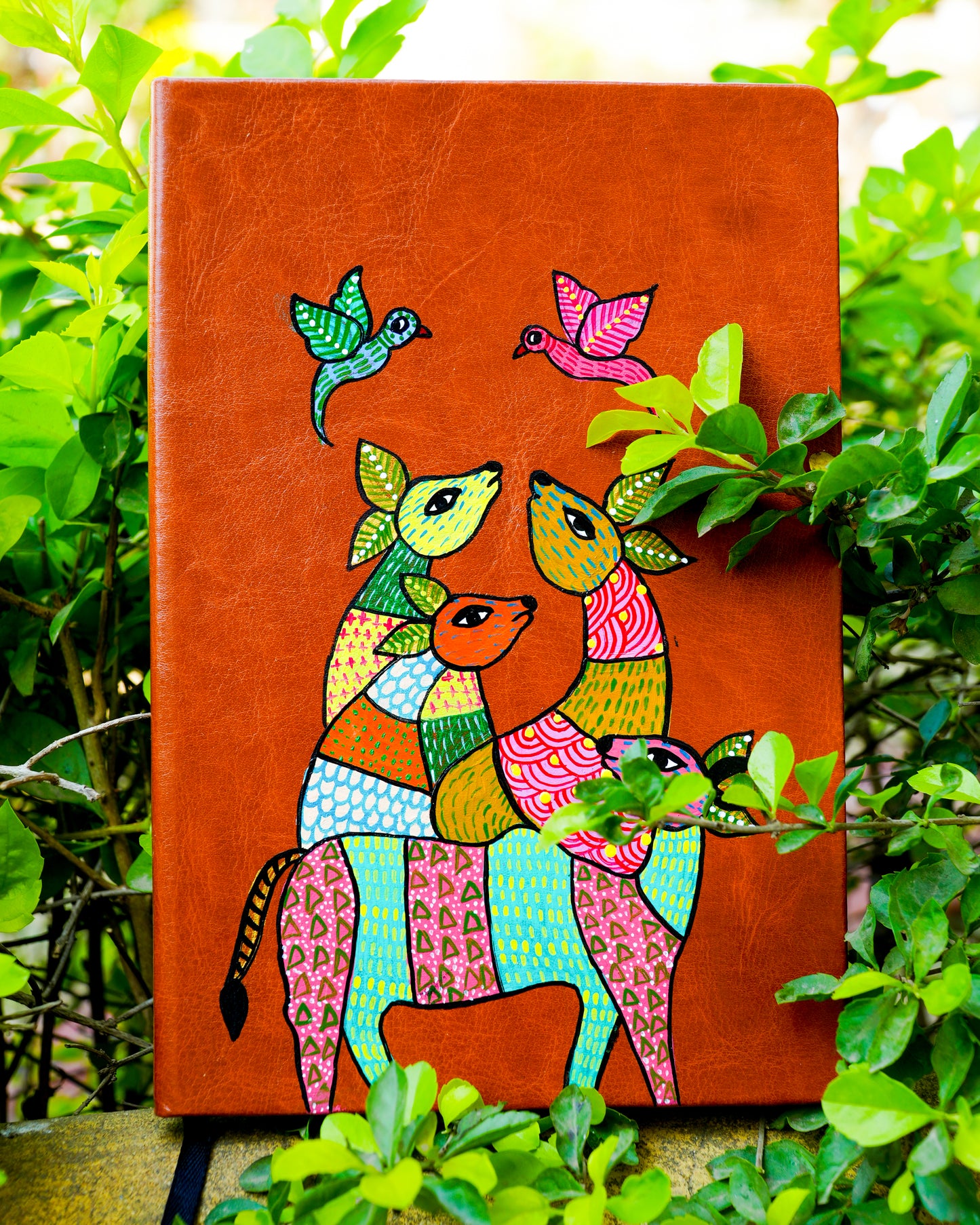 Hand-Painted Artisan Diary – Textured Botanical Hardcover Notebook