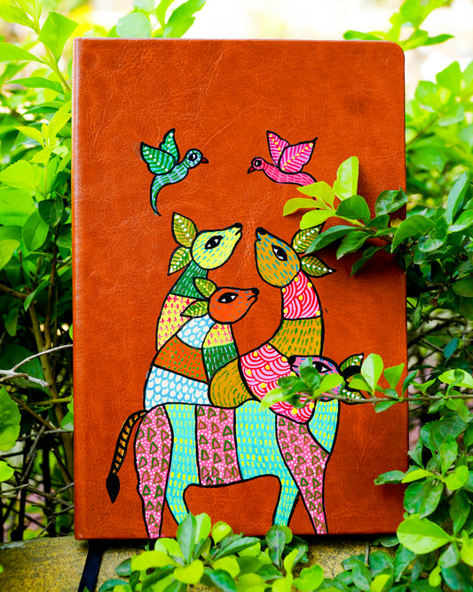 Hand-Painted Artisan Diary – Textured Botanical Hardcover Notebook