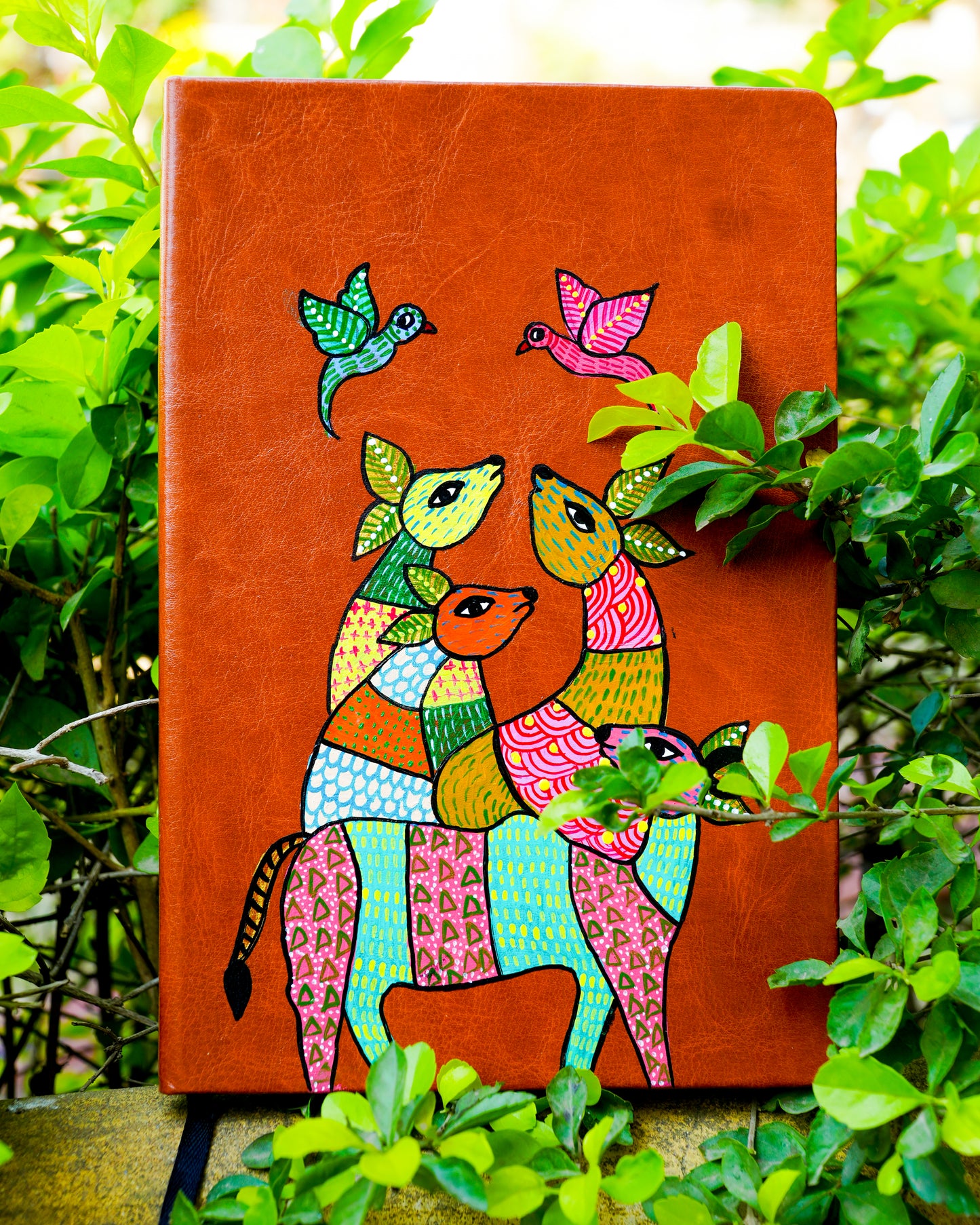 Hand-Painted Artisan Diary – Textured Botanical Hardcover Notebook