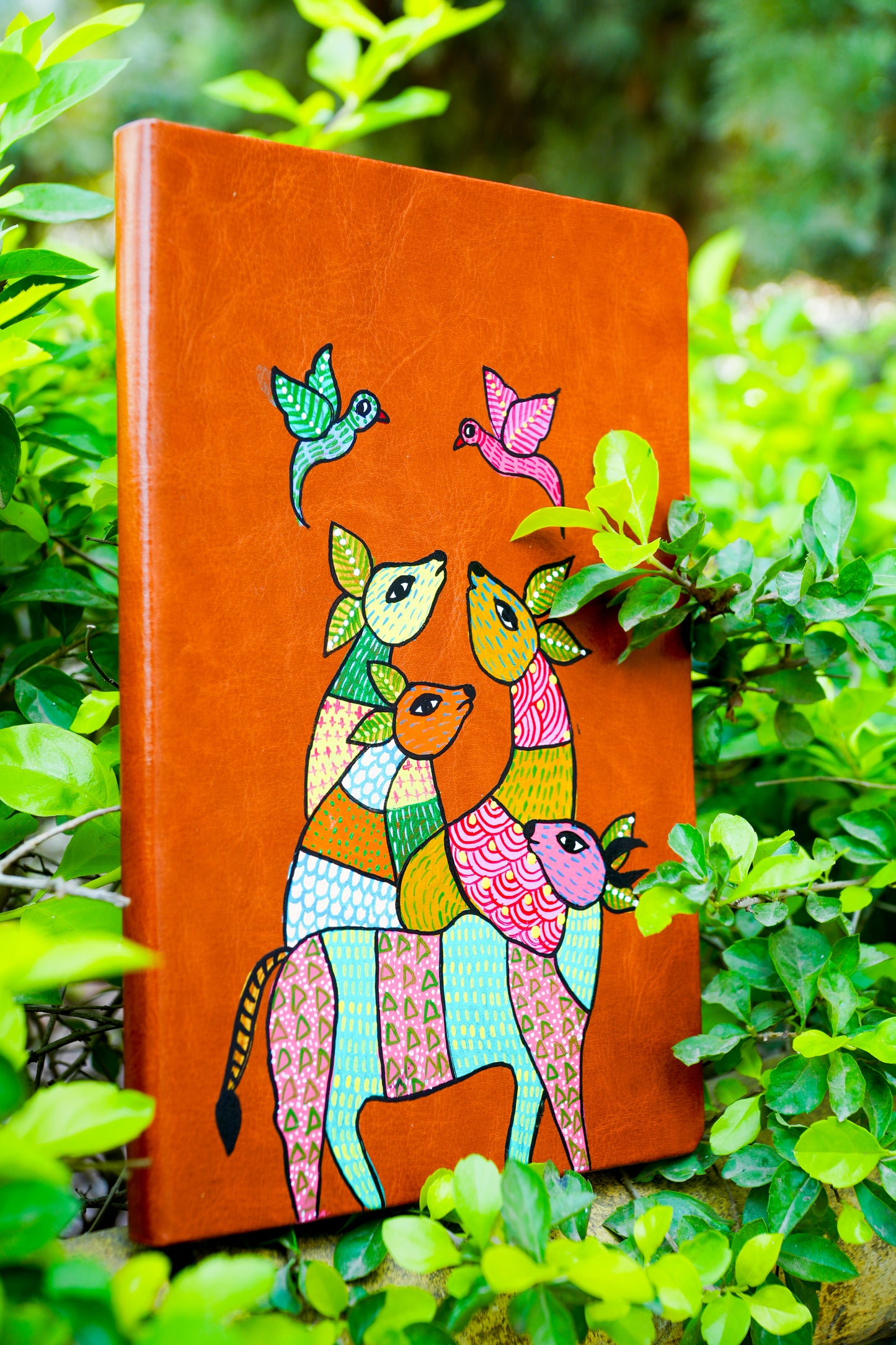 Hand-Painted Artisan Diary – Textured Botanical Hardcover Notebook