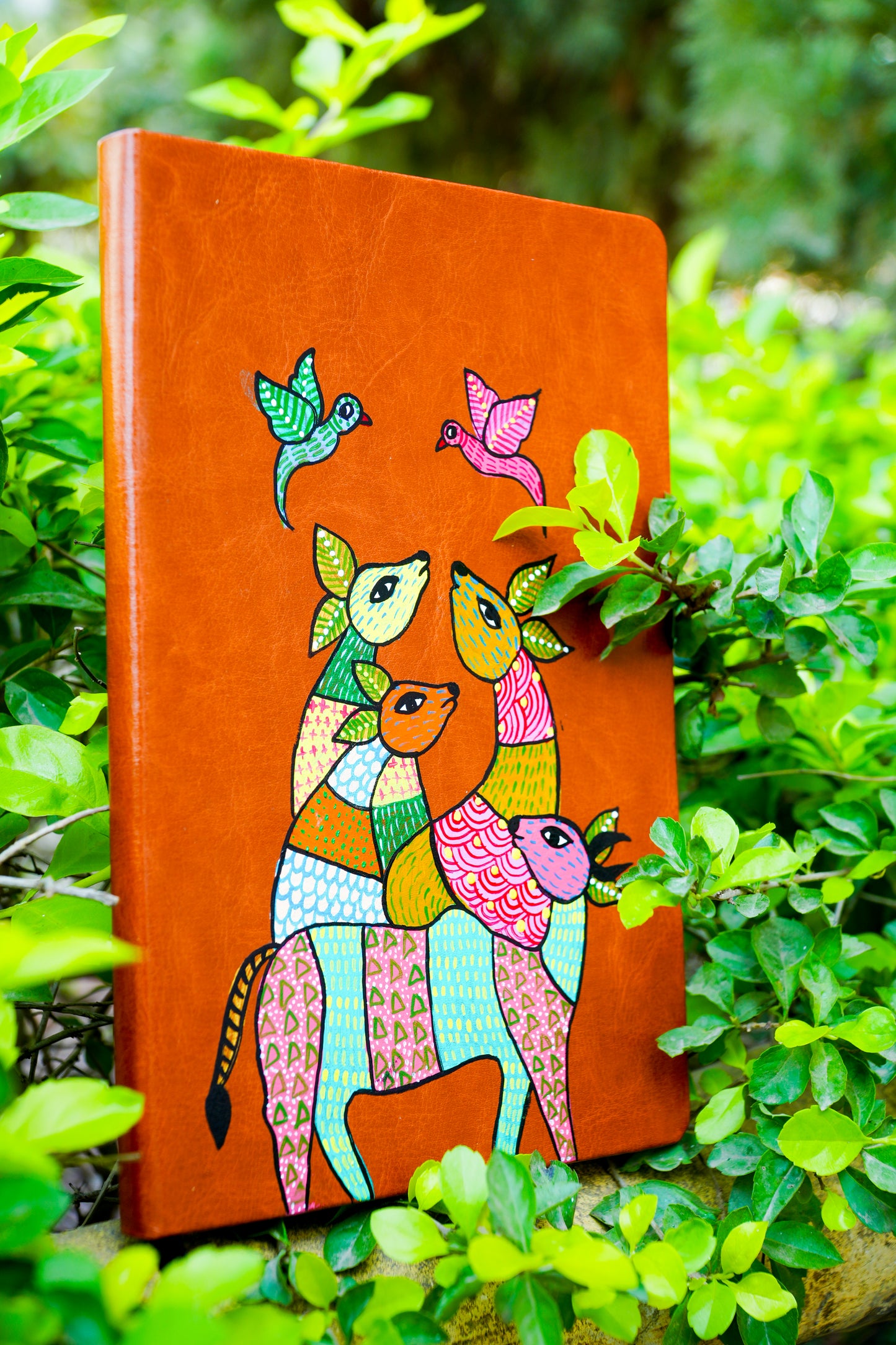 Hand-Painted Artisan Diary – Textured Botanical Hardcover Notebook