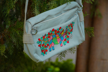Hand-Painted Floral Bag – Artisan Textured Clutch & Crossbody