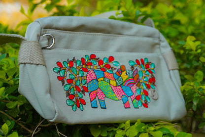 Hand-Painted Floral Bag – Artisan Textured Clutch & Crossbody