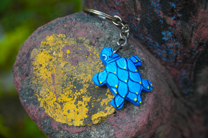 Hand-Painted Turtle Keychain – Artisan 3D Textured Tortoise Key Fob