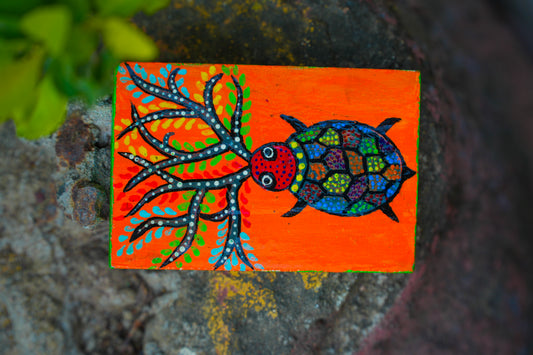 "Midnight Bloom" Hand-Painted Art Piece – 3D Textured Traditional Botanical Painting