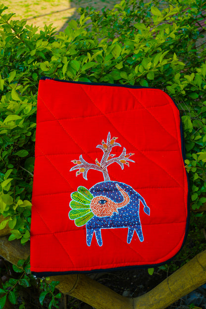Hand-Painted Elephant Artisan Folder – Textured "Gajraj" Document Organizer