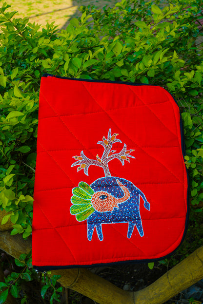 Hand-Painted Elephant Artisan Folder – Textured "Gajraj" Document Organizer
