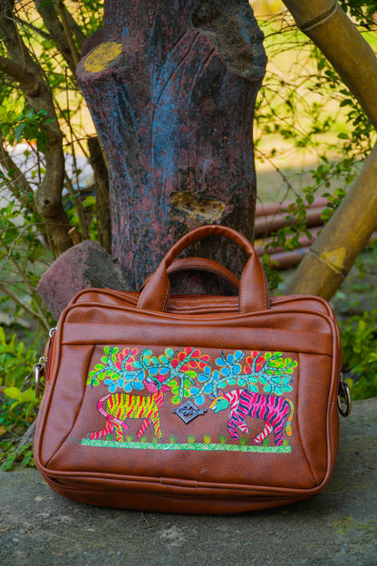 Hand-Painted Floral & Animal Motif Bag – Artisan 3D Textured Statement Purse
