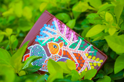 Artisan Hand-Painted Men’s Purse – Textured 3D Floral & Animal Motif