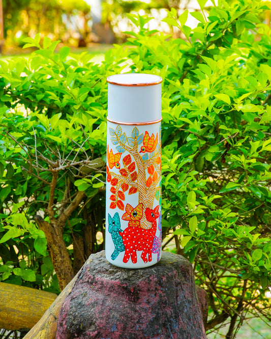 Hand-Painted "Royal Botanical" Bottle – 3D Textured Artisan Decorative