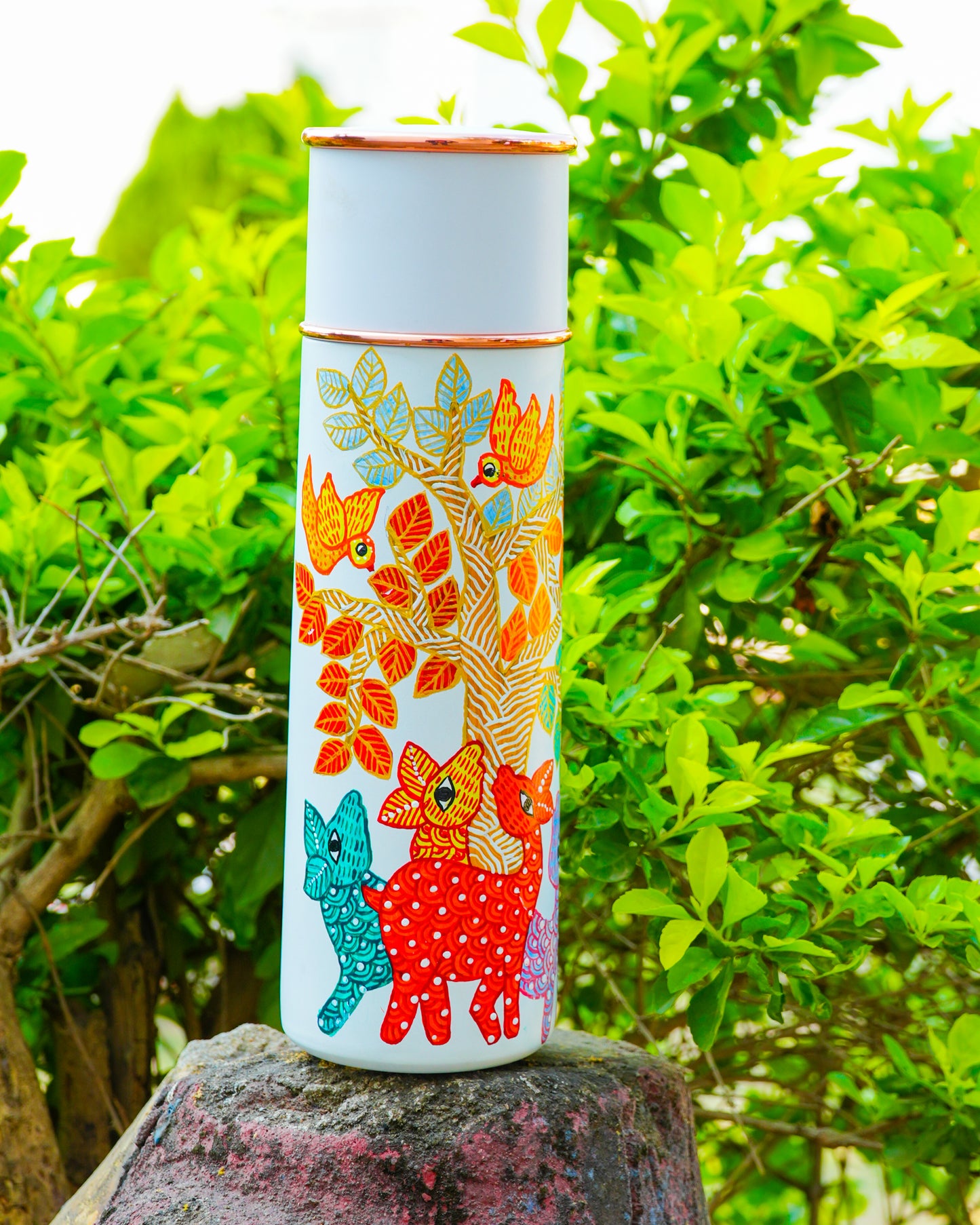 Hand-Painted "Royal Botanical" Bottle – 3D Textured Artisan Decorative