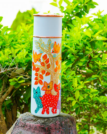 Hand-Painted "Royal Botanical" Bottle – 3D Textured Artisan Decorative