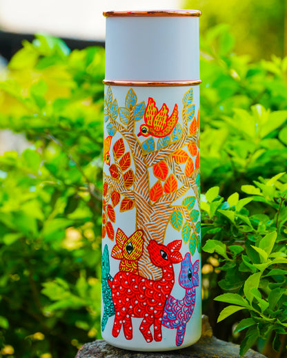 Hand-Painted "Royal Botanical" Bottle – 3D Textured Artisan Decorative