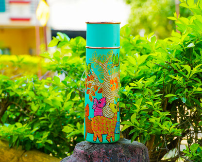 Hand-Painted Floral Artisan Bottle – 3D Textured Botanical Decorative