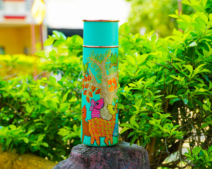 Hand-Painted Floral Artisan Bottle – 3D Textured Botanical Decorative
