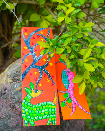 "Golden Flora on Mahogany" – Artisan Hand-Painted Decorative Panel (3D Impasto Technique)